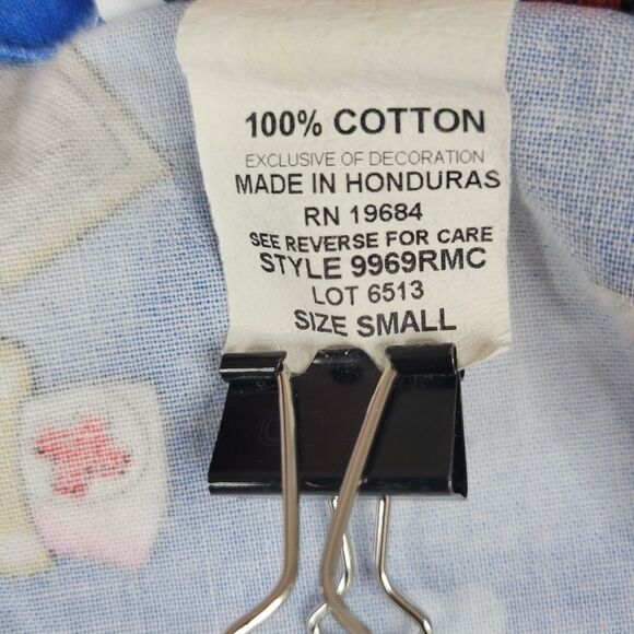 Friends of the Heart Scrubs top V neck nurse bears blue size small - Picture 4 of 7